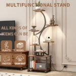 Plant Stand Indoor with Grow Lights - 62" Tall Plant Shelf, Lighted Corner Plant Stands for Indoor Growing, 8 Tiered Large Flower Holder, S-Shaped Decorative Rack for Living Room (WALNUT COLOR) - Image 5