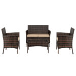 2pcs Arm Chairs 1pc Love Seat & Tempered Glass Coffee Table Rattan Sofa Set Brown Gradient SAME AS 45313116 - Image 21