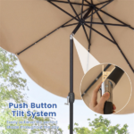 10 Ft Solar Powered Patio Umbrella with 24 LED Lights, Beige Outdoor Market Umbrella - Image 7