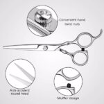 Hair Cutting Scissors Set, 6 Inch Hairdressing Thinning Shears for Hair Cutting for Women, Men, Kids - Silver - Image 3