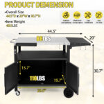 Outdoor Grill Cart with Storage, Rolling Bar Cart Movable Kitchen Island for BBQ, Patio Dining Cart Table for Food Prep with Wheels Hooks Foldable Top - Image 12