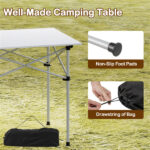 Silver 28" Foldable Camping Table with Aluminum Top, 150 lbs Capacity Portable Picnic Table with Carry Bag - Image 10