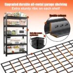 Garage Five Story Shelf, Capable Of Accommodating 2500 LBS, Adjustable Metal Shelf, Black, Requires Assembly, 71.2 "H x 47.24"L x 23.62 "D - Image 4