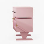 20.7" Wide Pink Robot LED Nightstand with 360° Rotating Drawer - Modern End Table - Image 5