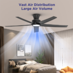 52 inch Ceiling Fans with Lights, Large Air Volume Ceiling Fans with Reversible Quiet DC Motor and Remote, 5X-W5[Unable ship on weekends, TK/TEMU only for pickup, only TX10643 warehouse supports GOFO] - Image 6