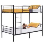 Same Code 12883671 Iron Bed Bunk Bed with Ladder for Kids Twin Size Black - Image 24
