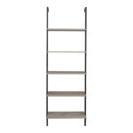 5-Shelf Wood Ladder Bookcase with Metal Frame, Industrial 5-Tier Modern Ladder Shelf Wood Shelves,Gray - Image 6
