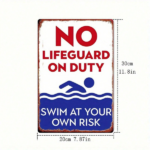 CIFbuy 1PC 8x12 Inch No Lifeguard On Duty Pool Warning Sign, Swim At Your Own Risk Metal Plaque, Distressed Finish Waterproof Rustproof TikTok, TikTok, roof Self-pickup Logiopics - Image 2