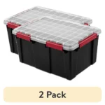 (2 pack)20 Gallon WaterProof Plastic Storage Bin with Lid, Gasket Seal and Durable Latches, Black(Shipment from Walmart)