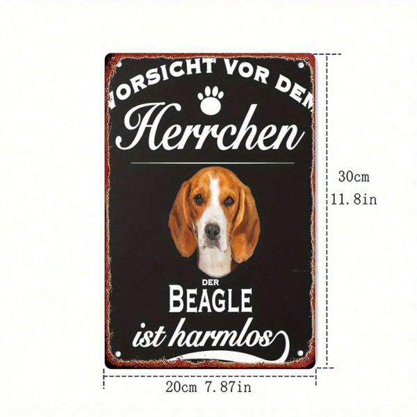 CIFbuy Vintage German Beagle Warning 2D Flat Metal Sign" 8x12 Inch Retro Iron Wall Art Beware, The Beagle Humorous Dog Decor For Home Metal SikTok, Metal SikTok, t Self-pickup Logiopics