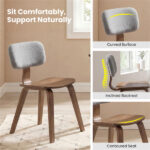 Set of 2 Dining Chair Set (Grey&Walnut), Teddy Velvet Upholstery & Plush Padded Design - Image 6