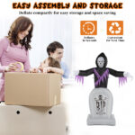 8ft Garden 3pcs LED String Lights Grim Reaper and Grave Inflatable Halloween Decoration - Image 2