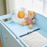 Blue painted finish, MDF, three drawers, 90.5*58*92cm, children's wooden bed with safety belt and changing table for babies - Image 26