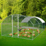 19.7x9.8x6.5ft Large Metal Chicken Coop with Run, Walk-in Poultry Cage with Waterproof Cover & Arc Roof, Heavy-Duty Galvanized Steel Ducks Rabbits Habitat Cage - Image 10