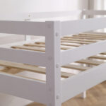 Elevated Cross Bracing Straight Ladder Twin Pine Wooden Bed White - Image 9