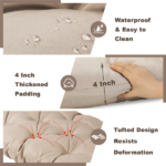 Outdoor Bench Cushion, 60 × 20 × 4 Inch, Tufted Waterproof Swing Cushion with Ties, for Patio Bench or Window Seat - Image 8