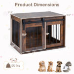 31.5" Dog Crate Furniture with Sliding Barn Door, Wooden Dog Kennel End Table for Indoor Use - Rustic Brown - Image 6