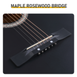 Matte Black 38-inch Round Acoustic Guitar with Picks, Strings, Capo, Case, Tuner, and Strap - Image 11
