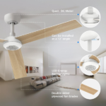 52 inch Modern Ceiling Fan with Lights,Remote Control, 3 Plywood Blades,6-Speed,Dimmable, Noiseless Reversible DC Motor,Indoor/Outdoor Ceiling Fan for Living Room Bedroom patio, 3D-X3[Unable ship on weekends, TK/TEMU only for pickup, only TX10643 warehouse supports GOFO] - Image 8