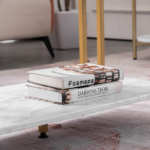 Same Code 35647920 (106 x 50 x 48cm) Simple Double-layer Golden Iron Pipe Marble PVC Coffee Table Rectangular - Image 34