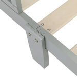 Wooden Baby Toddler Bed Children Bedroom Furniture with Safety Guardrails Gray - Image 4