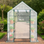 Mini Walk-in Greenhouse with PE Cover, 4-Shelf Indoor Outdoor Plant Gardening Green House for Garden Backyard, 56" x 29" x 77", White - Image 16