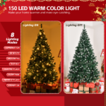 Replace 13564928 7 FT Snow Tipped Artificial Christmas Tree with DIY 150 Warm Lights, Remote Control, 1100 Branch Tips and Sturdy Metal Stand, Green & Snow Tipped - Image 8