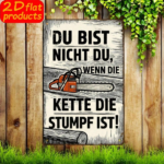 CIFbuy 1pc 2D Flat Unframed Metal Warning Sign, DU" BIST NICHT DU German Quote Wall Plaque, 7.87x11.81In Orange Chainsaw Decor, Wall Plaque, 7.87x11.81In Orange Chainsaw Decor, Rustproo Sign, DU BikTok, Sign, DU BikTok, t Self-pickup Logiopics - Image 2