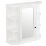3-tier Single Door Mirror Indoor Bathroom Wall Mounted Cabinet Shelf White - Image 3