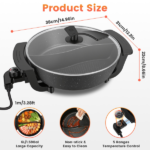 6L Large Capacity Electric Hot Pot with Divider, 5 Gear Adjustable Temperature Non-Stick Electric Cooker, Multifunctional Fondue Pot for 3-6 People with Cooking Tools - Image 13