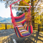 Distinctive Cotton Canvas Hanging Rope Chair with Pillows Rainbow - Image 22