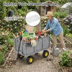 3-in-1 Oversized Steel Garden Cart , 880lbs Pullable Mesh Metal Garden Cart, All-Terrain Utility Cart with Removable Liner & Side Panels & Mesh Tray for Outdoor Lawn, Patio and Landscaping, Gray - Image 13
