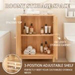 Natural wood color, particleboard with melamine veneer and rattan finish, 60*30*80cm, double doors, bathroom vanity - Image 14