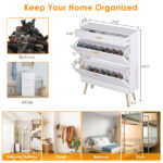 Shoe Cabinet, 16 Pair Shoe Rack Storage Organizer with 2 Flip Drawers, White Entryway Shoe Storage Cabinet for Heels, Boots, Slippers (White) - Image 10