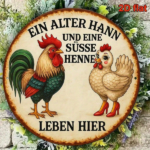 CIFbuy 1pc 8x8 Inch Round French Aluminum Sign, Vintage Rooster & Cute Hen Farm Animal Decorative Plaque, 2D Flat Metal Wall Art For Ki TikTok, TikTok, Farm Self-pickup Logiopics - Image 6