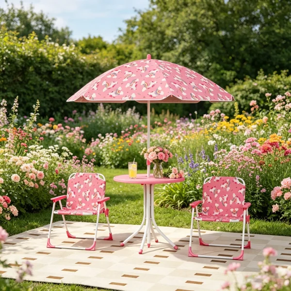 Outdoor Table with Foldable Chairs