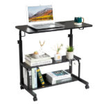 Black Wood Grain P2 15MM Particle Board with Melamine Coating Adjustable Computer Desk with 3 USB + 2 AC Outlets - Image 9