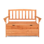 112 * 58 * 84cm Cedar Yard Storage Box With Backrest Armrest Bright Orange Red