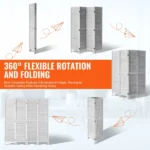4-Panel Wooden Room Divider, Folding Screen Panels, 66.9*63.8 Inches Partition, Portable Decorative Screen for Room Separation in Home, Office, Restaurant, and Bedroom (Shipment from Walmart) - Image 3