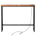 Same Code 75403889 39.4" Narrow Console Sofa Table with Power Outlets and USB Ports, Skinny Couch Table with Metal Frame and Charge Station with 4.9ft Extension Cord, Rustic Brown - Image 5