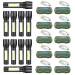 10Pcs Mini Zoomable LED Flashlight USB RechargeableCamping Hiking Flashlight Work light (US Logistics For USPS/DHL/Fedex/UPS. No designated logistics accepted TK/TMEU only For self-pickup