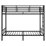 Black Twin Bunk Bed Square Tube High Guardrail Side Ladder Opening Iron Bed - Image 2