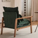 Cloud Shaped Indoor Leisure Chair with Solid Wood Armrest & Solid Wood Frame, Chenille Fabric Accent Chair with Lumbar Pillow, Single Sofa Chair Dark Green - Image 17