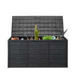 75gal 280L Outdoor Garden Plastic Storage Deck Box Chest Tools Cushions Toys Lockable Seat BLACK - Image 2