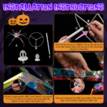 Replace 43966577 3FT Halloween Decorations Light Up Spider, Outdoor Halloween Decor Lighted Iridescent Spider, Weather Proof Pre-lit Spider with 340 LED Lights, for Front Yard Porch Gardens Lawns Party - Image 6