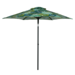 Outdoor 7.5' Palm Print Round Market Patio Umbrella, Push-up, 3-Angle Tilt