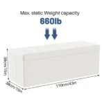 43 Inches Folding Ottoman with Storage Bench, Foot Rest Stool, End of Bed Storage Bench Upholstered, Load 660 lbs, for Living Room, Synthetic Leather, Beige (Shipment from Walmart) - Image 2