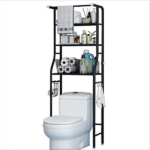 Over The Toilet Storage Rack, 3 Tier Freestanding Bathroom Organizer Shelf, Anti-Rust Metal Space Saving Laundry & Toilet Storage Rack, Black