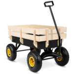 Heavy Duty Steel Wooden Side Support Cargo Wagon with 10" All-Terrain Air Tires, Up to 220lb Load Capacity, for Towing Kids Toys, Gardening Supplies, Green - Image 19