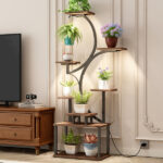 Plant Stand Indoor with Grow Lights - 62" Tall Plant Shelf, Lighted Corner Plant Stands for Indoor Growing, 8 Tiered Large Flower Holder, S-Shaped Decorative Rack for Living Room (WALNUT COLOR) - Image 15